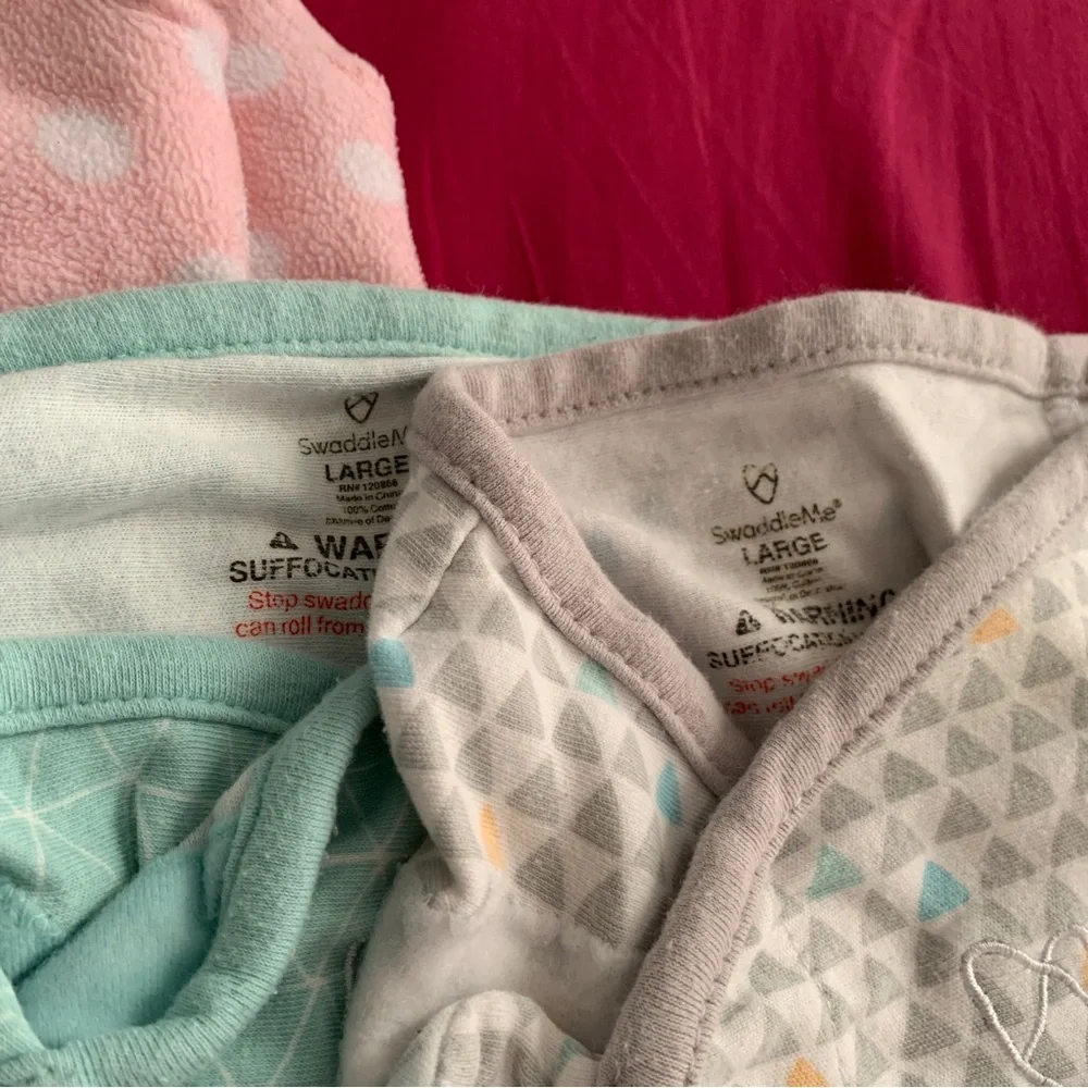 Lot of 3 Swaddles Wearable Blanket Sleep Sack Baby Girl Size 3 6 Months Large